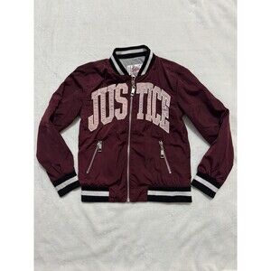 Justice Girl's Varsity Baseball Style Full Zip up Jacket Size 6 7 Spellout